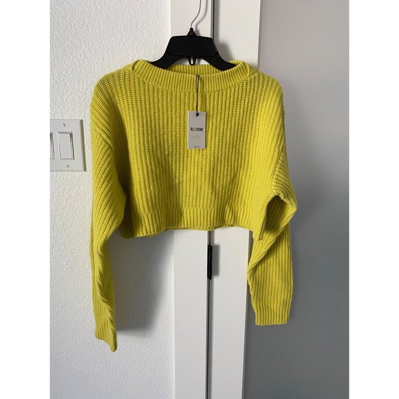 $395 NWT RE/DONE WOOL CROPPED BOATNECK PULLOVER SWEATER SZ SMALL - Picture 3 of 8
